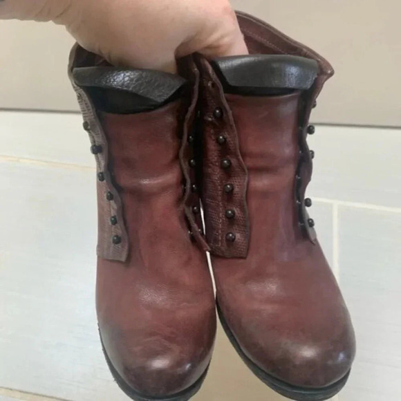 A.S. 98 Black Burgundy Heeled  Leather Booties 36 - Picture 3 of 14